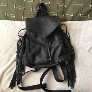 Genuine leather fringe backpack